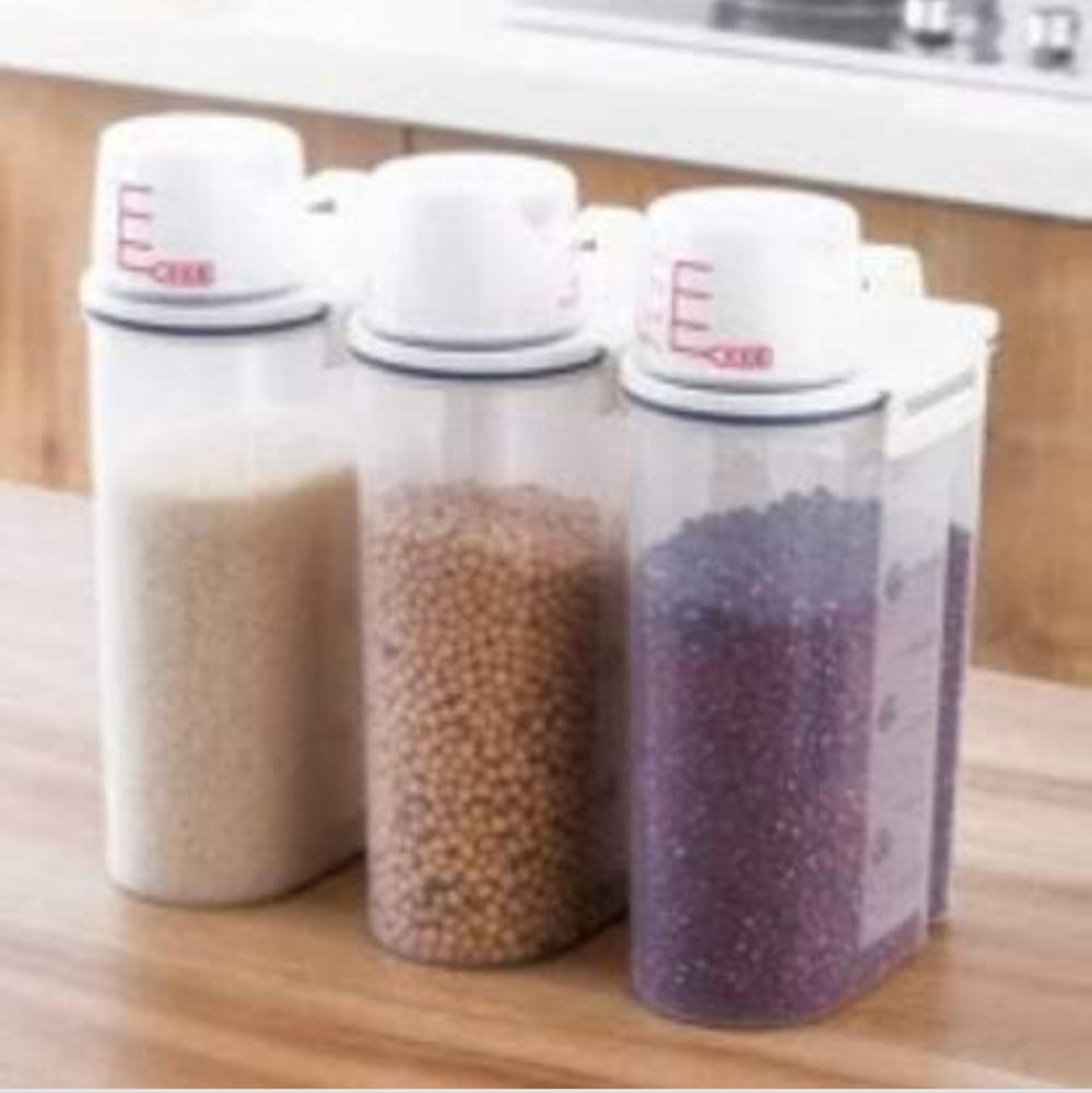 Food Storage Dispenser Container w/ Measuring Cup Lid - Kitchen Canister - Picture 1 of 5
